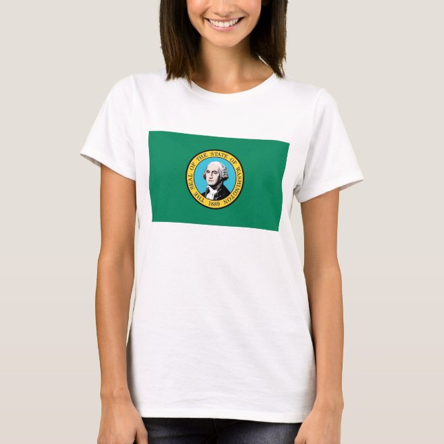 Women T Shirt med Flagga i Washington (Framsida)