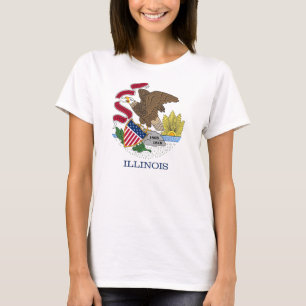 Women T Shirt med Flagga Illinois State