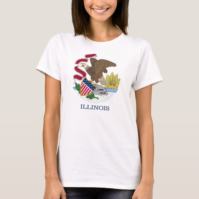 Women T Shirt med Flagga Illinois State (Framsida)