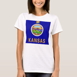 Women T Shirt med Flagga Kansas State