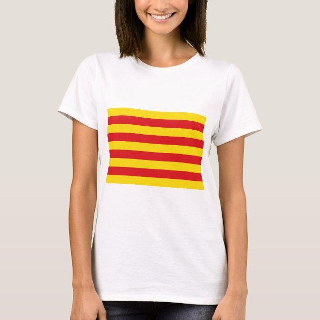 Women T Shirt med Flagga Katalonien (Framsida)