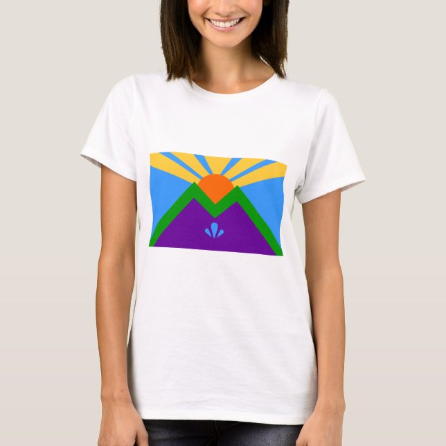 Women T Shirt med Flagga Manitou Vår, USA (Framsida)