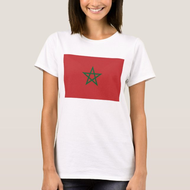 Women T Shirt med Flagga Marocko (Framsida)