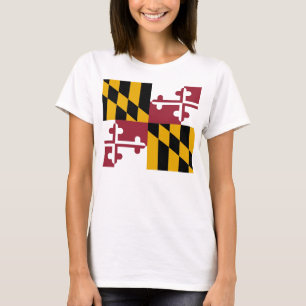 Women T Shirt med Flagga Maryland State