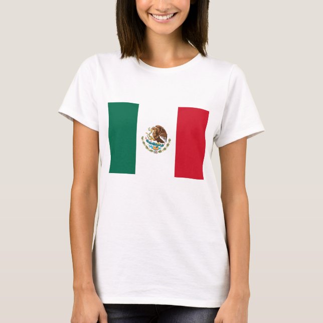 Women T Shirt med Flagga Mexiko (Framsida)