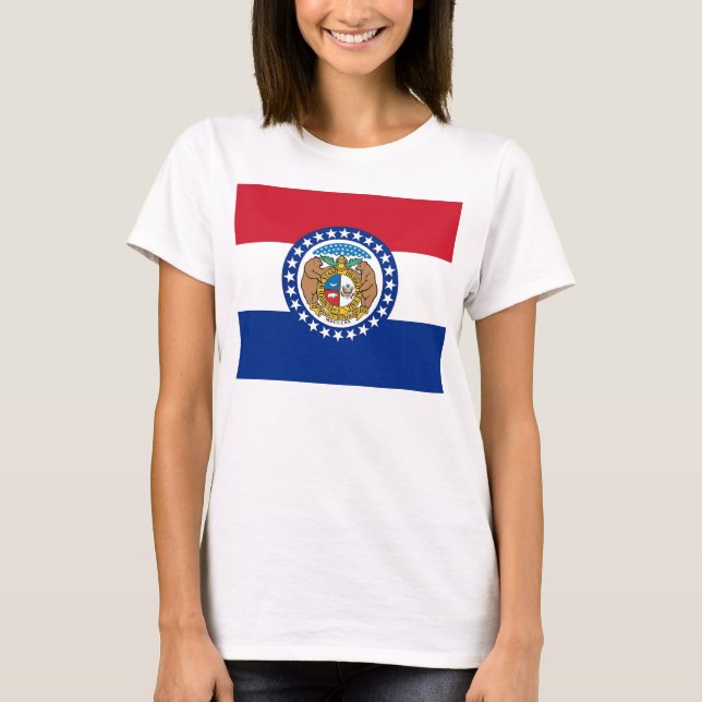 Women T Shirt med Flagga Missouri State (Framsida)