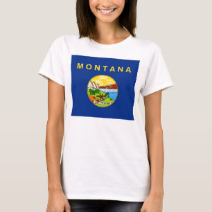 Women T Shirt med Flagga Montana State