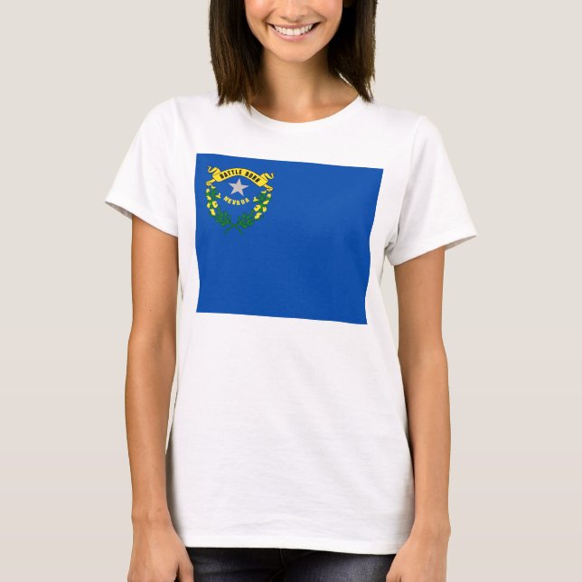 Women T Shirt med Flagga Nevada State (Framsida)