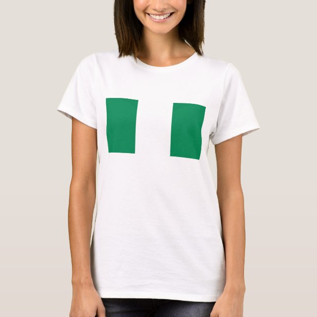 Women T Shirt med Flagga Nigeria (Framsida)
