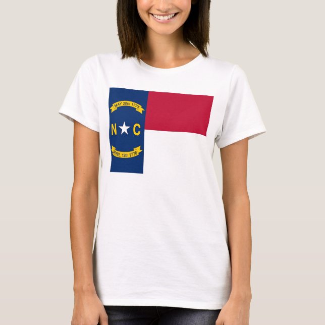 Women T Shirt med Flagga North Carolina State (Framsida)