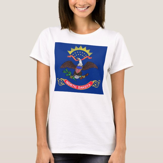 Women T Shirt med Flagga North Dakota State (Framsida)