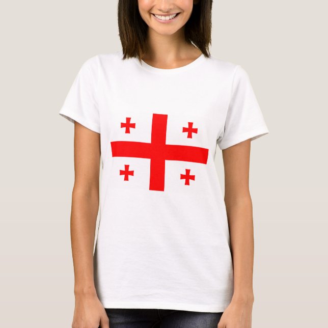 Women T Shirt med Flagga of Georgia (Framsida)