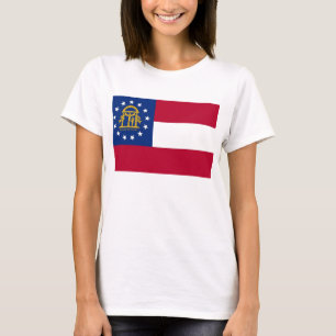 Women T Shirt med Flagga of Georgia State