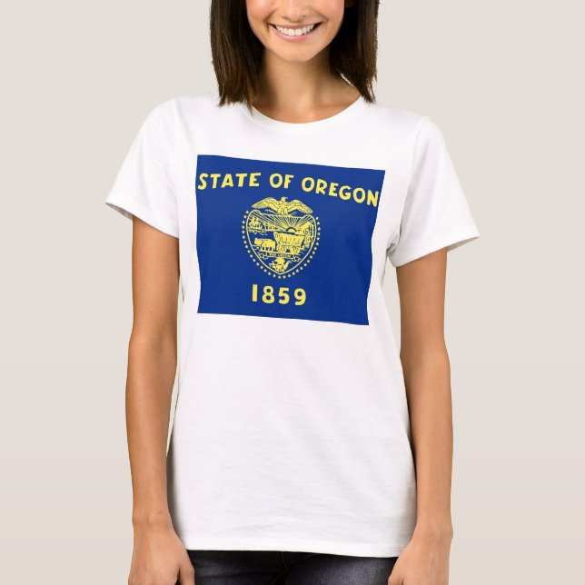 Women T Shirt med Flagga Oregon State (Framsida)