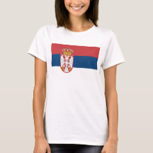Women T Shirt med Flagga Serbien