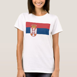Women T Shirt med Flagga Serbien