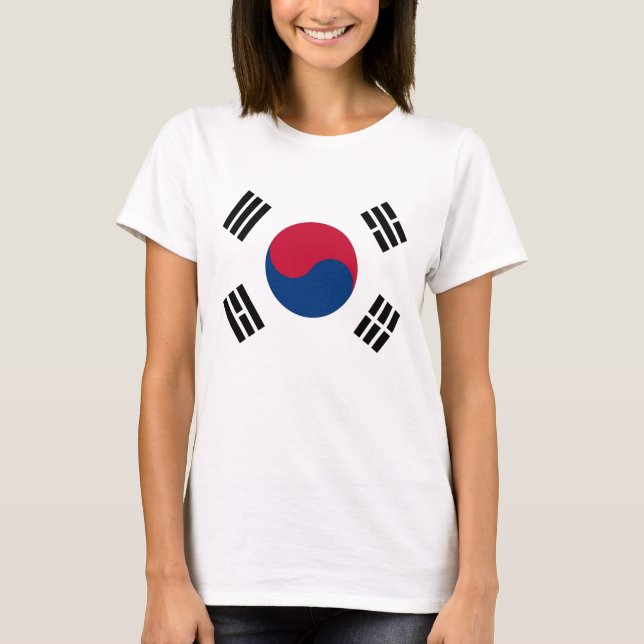 Women T Shirt med Flagga Sydkorea (Framsida)