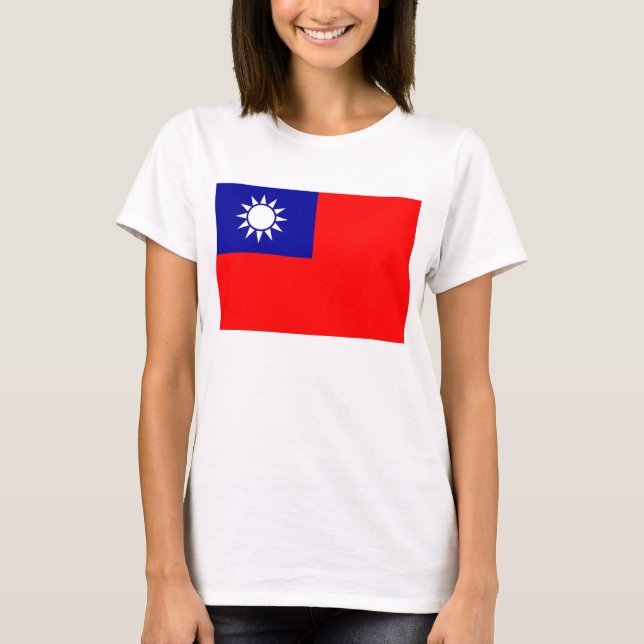 Women T Shirt med Flagga Taiwan (Framsida)