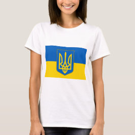 Women T Shirt med Flagga Ukraina