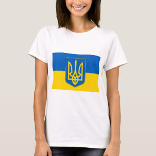 Women T Shirt med Flagga Ukraina