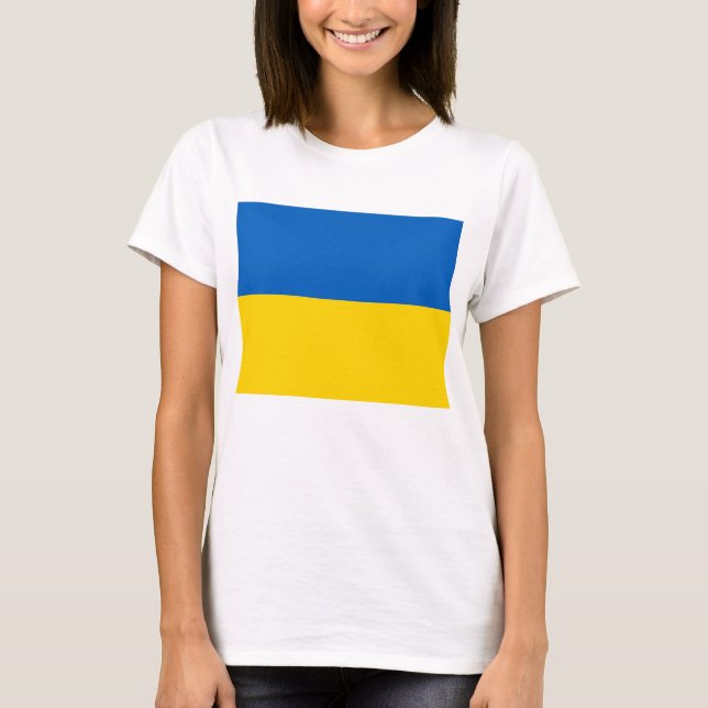 Women T Shirt med Flagga Ukraina (Framsida)