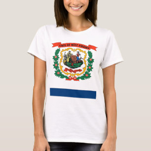 Women T Shirt med Flagga Wes Virginia