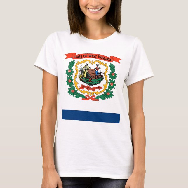 Women T Shirt med Flagga Wes Virginia (Framsida)