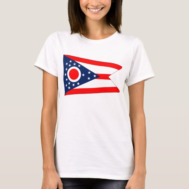 Women T Shirt med Ohio-Flagga (Framsida)