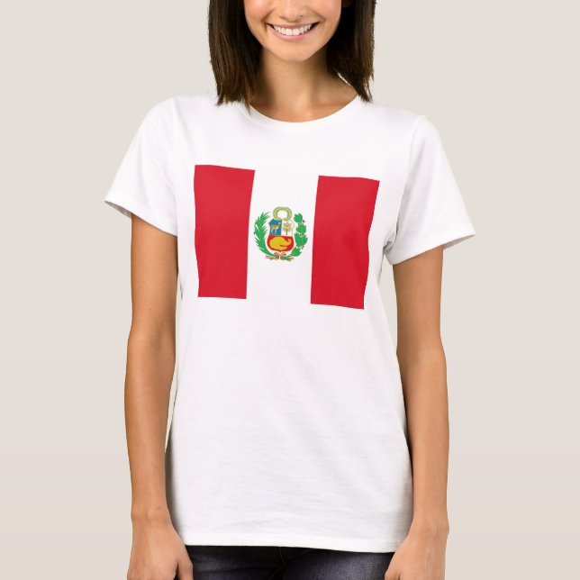 Women T Shirt med Perus Flagga (Framsida)