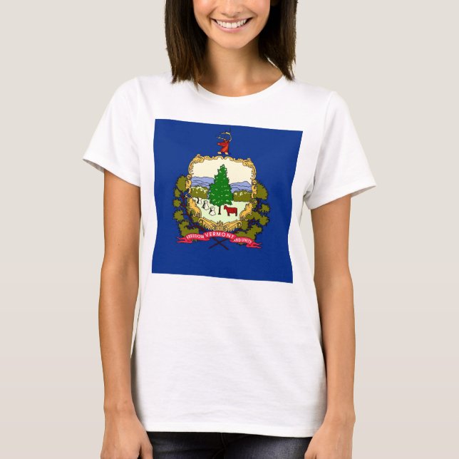 Women T Shirt med Vermont-Flagga (Framsida)