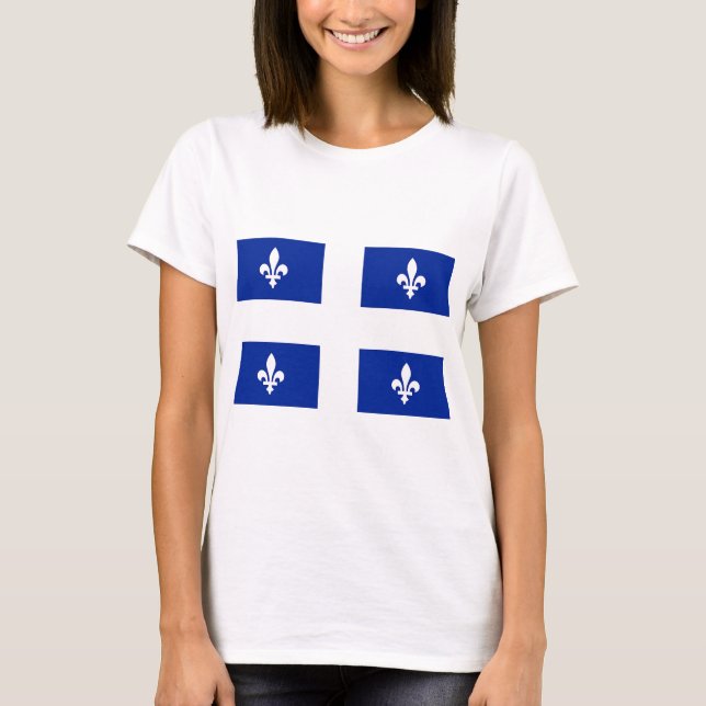Women T Shirt with Flagga of Quebec, Kanada (Framsida)
