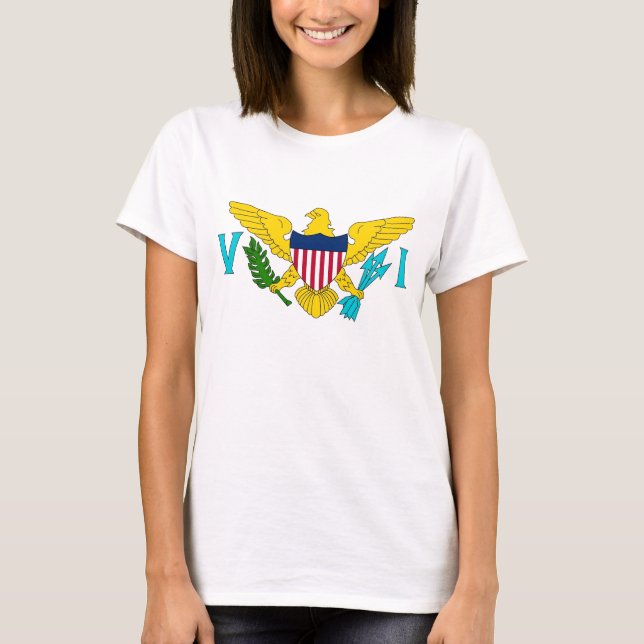 Women T Shirt with Flagga of Virgin Islands (Framsida)
