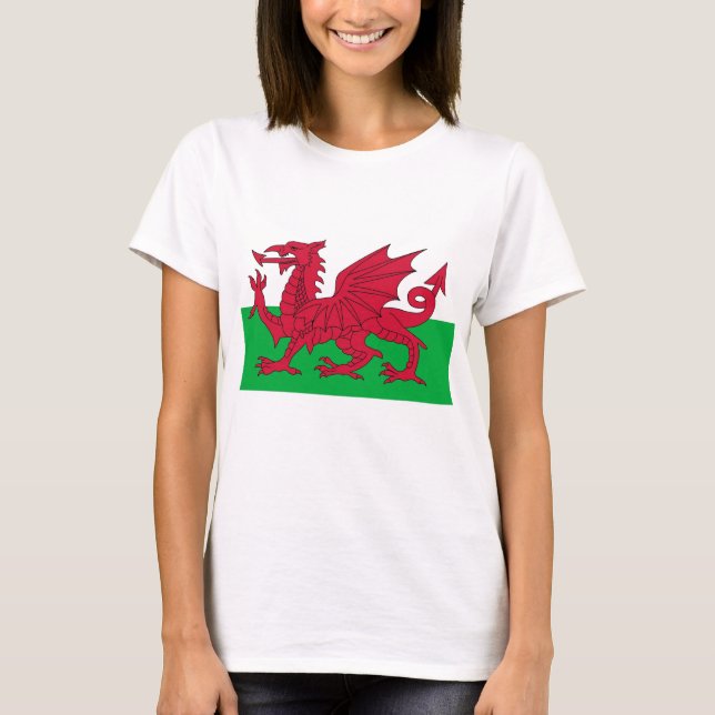 Women T Shirt with Flagga of Wales (Framsida)