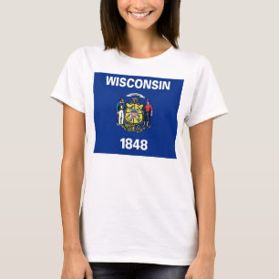 Women T Shirt with Flagga of Wisconsin State