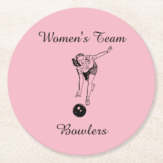 Women Team Bowlers Underlägg Papper Rund (Framsidan)