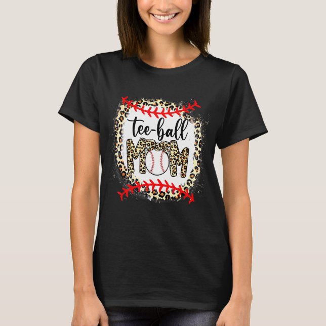 Women Teeball Mamma Leopard Boll Mamma Mors dag T Shirt (Framsida)