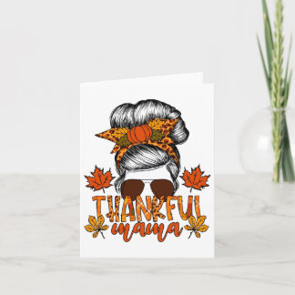 Women Thanksgiving Messy Bun Hair Fall Mamma Kort
