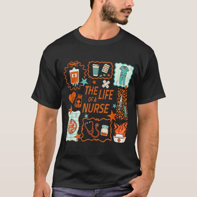 Women The Life Of A Nurse Doodle Nursing Showgirl  T Shirt (Framsida)