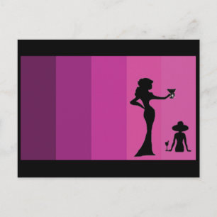 Women Toast Silhouette Vykort
