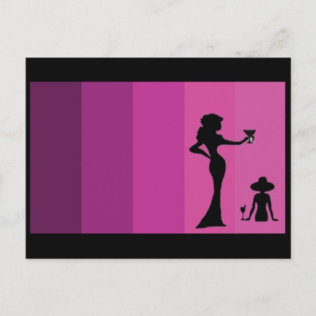 Women Toast Silhouette Vykort (Framsida)
