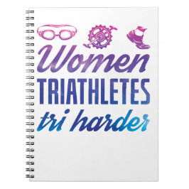 Women Triathletes Tri Harder Triathlon Ombre Anteckningsbok