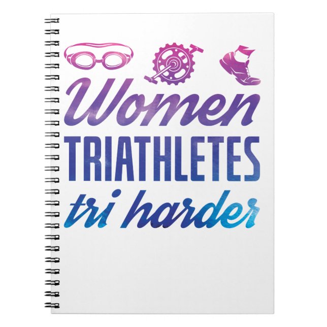 Women Triathletes Tri Harder Triathlon Ombre Anteckningsbok (Framsidan)