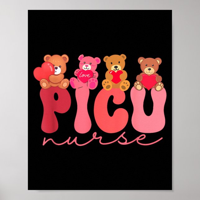 Women Valentine Cu Nurse Pediatrics Cute Bears Ped Poster (Framsidan)