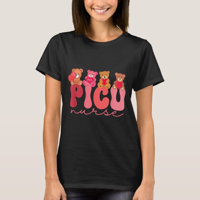 Women Valentine Cu Nurse Pediatrics Cute Bears Ped T Shirt (Framsida)