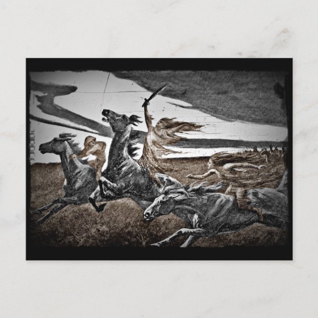 Women Vikings i en storm Vykort (Framsida)