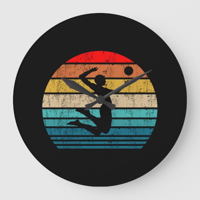 Women Volleyball Beach Volleyball Serve Retro Gift Stor Klocka (Framsida)