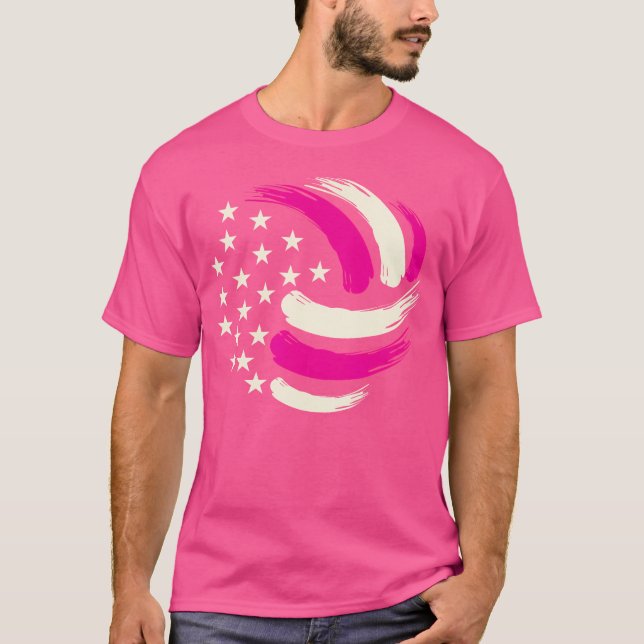 Women Volleyball in Girls Usa American Flagga T Shirt (Framsida)