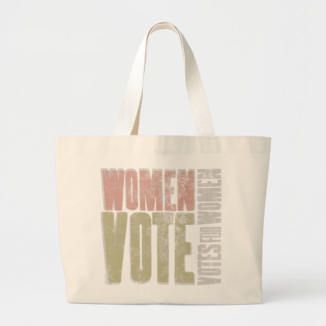 Women Vote Tote/Blek Chestnut Sage Jumbo Tygkasse (Framsidan)