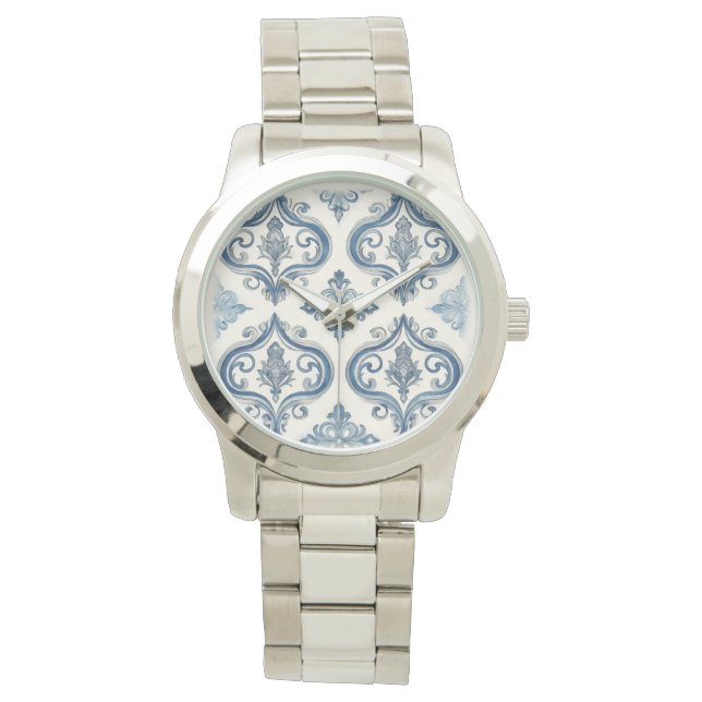 Women Watch, Mosaic Blue Silver, Luxury Watch Armbandsur (Framsida)