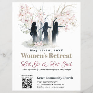 Women Worship Church Retreat Rosa Träd Reklamblad
